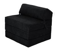 Loft 25 Matelas Pliable Z pour Adulte | Matériau en Velours côtelé Doux | Idéal pour Les Matelas d'appoint | Matelas Pliable 1 Personne | Folding Mattress (Velours côtelé, Noir)