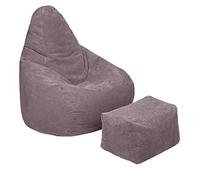 Loft 25 Pouf ergonomique d’intérieur en forme de poire à dossier haut pour adulte en tissu velours côtelé et doublure intérieure avec repose-pieds Vison