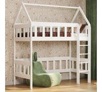 Loft Bed Lit d'enfant superposé avec escalier Lit d'enfant surélevé Lit adulte adolescent, 80x160 blanc