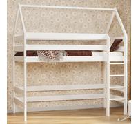 Loft Bed Lit d'enfant superposé avec escalier Lit d'enfant surélevé Lit adulte adolescent, 80x160 blanc