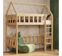 Loft Bed Lit d'enfant superposé avec escalier Lit d'enfant surélevé Lit adulte adolescent, 80x160 naturel