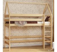 Loft Bed Lit d'enfant superposé avec escalier Lit d'enfant surélevé Lit adulte adolescent, 90x190 naturel
