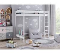 Loft Bed Lit superposé Lit superposé avec escalier Lit superposé pour enfants Lit adulte adolescent enfant, 180x80x160 blanc