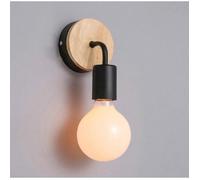 Loft Lampe murale noire Simplicity E27 LED Applique murale en fer et en bois pour salle des enfants Chambre Bar Hôtel (sans ampoule)