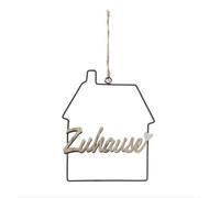 Logbuch-Verlag Inscription maison en métal à suspendre - 19 x 24 cm | Mot en bois, ruban de jute, décoration murale pour couloir et entrée, cadeau de pendaison de crémaillère
