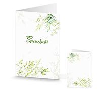 Logbuch-Verlag Lot de 10 cartes de menu à écrire et à imprimer Vert et blanc - Menu Présentoir de table floral avec feuilles - Décoration de table