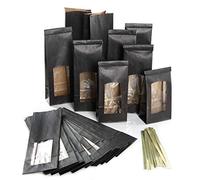 Logbuch-Verlag Lot de 25 petits sacs noirs avec fenêtre et insert en film pour cookies, sacs à biscuits - Emballage alimentaire - 8,5 x 5 x 26,5 cm