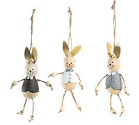Logbuch-Verlag Lot de 3 lapins en bois pour Pâques - Décoration de Pâques à suspendre - 10 cm - Petit cadeau - Lapin de Pâques