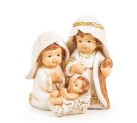 Logbuch-Verlag Petite crèche de Noël crème dorée - Mini crèche de Noël - Figurine Sainte Famille à poser - Crèche de table élégante - 7 cm