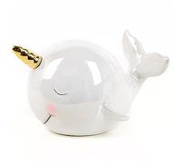Logbuch-Verlag Tirelire licorne en forme de baleine blanche en céramique pour fille garçon cadeau d'anniversaire pour enfants