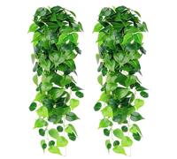logei Lot de 2 plantes artificielles suspendues - Couronne de lierre - Plantes en plastique - Pour mariage, jardin, paniers suspendus et décoration murale