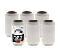 LOGIC PACK Film Étirable Transparent 150m x 10cm | Mini Rouleau de Protection pour Emballage, Déménagement et Expédition Colis | Plastique Robuste 23µm Haute Résistance | 6 Rouleaux