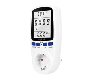 LogiLink EM0003 Compteur de coûts d'énergie Premium avec Protection de Contact Accrue, Plage de Mesure jusqu'à 3680 W, tarif électrique réglable (Cent/kWh)