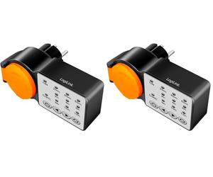 LogiLink ET0015 Minuterie d'extérieur avec Fonction Cycle et Compte à rebours d'activation e Protection IP44, 3600 W, Noir/Orange (Lot de 2)