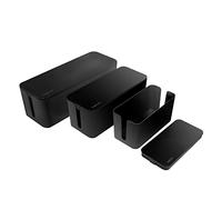 LogiLink KAB0077 - Coffret de 3 boîtiers de câbles en 3 Tailles pour Cacher Les enchevêtrements de câbles Noir