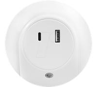 LOGILINK LED020 - Veilleuse LED avec capteur crépusculaire, USB-C, USB-A.