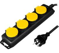 LogiLink Multiprise LPS212 4 prises pour pièces humides Noir, couvercles jaunes, coupe-circuit 250 V