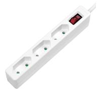 LogiLink Bloc multiprise avec interrupteur LPS230 – 3 sorties, blanc, fiche avec contour