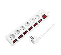 LogiLink LPS250 Multiprise 6 Prises (Contact de Protection) CEE 7/3, avec 6 interrupteurs Marche/arrêt avec Protection Contre Les surtensions et obturateur de sécurité intégré (Protection de Contact