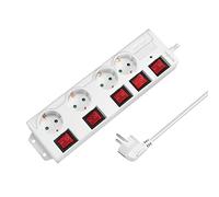 LogiLink LPS252 Bloc multiprise 4 Prises (CEE 7/3), avec 5 interrupteurs Marche/arrêt, avec Protection Contre Les surtensions + avec obturateur de sécurité intégré (Protection de Contact Accrue),