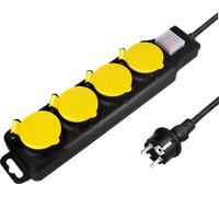 LogiLink Bloc multiprise extérieur LPS254 – 4 prises CEE 7/3, IP44, interrupteur marche/arrêt, noir
