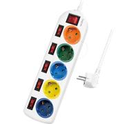 LOGILINK LPS258 - Bloc multiprise, 5 prises avec 6 commutateurs, multicolore