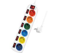 LogiLink Multiprise 6 prises CEE 7/3 avec 7 interrupteurs – Multicolore