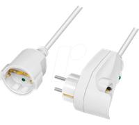 LOGILINK LPS275 - Rallonge de câble d'alimentation, 3 m, prise de passage, blanc