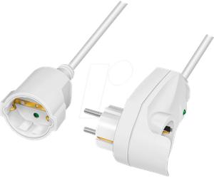 LOGILINK LPS275 - Rallonge de câble d'alimentation, 3 m, prise de passage, blanc