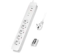LOGILINK LPS402 - Bloc multiprise avec 5 prises, avec télécommande, 1,5 m, blanc