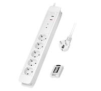LogiLink LPS402 - Multiprise - 5 Prises - avec télécommande pour jusqu'à 2 multiprises simultanées, 5 x CEE 7/3 (Contact de Protection), Longueur de câble : 1,5 m