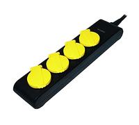LogiLink Multiprise 4 Prises pour pièces humides - Noir avec couvercles Jaunes - LPS212