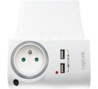 LOGILINK PA0166 - Adaptateur de prise avec socle de chargement, 2 x USB-A, veilleu