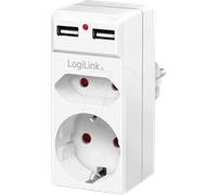 LOGILINK PA0276 - Adaptateur de prise femelle, 2 x USB-A, CEE7/16, CEE7/3
