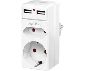 LOGILINK PA0276 - Adaptateur de prise femelle, 2 x USB-A, CEE7/16, CEE7/3