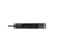 LogiLink PDU3B01 : Unité de Distribution d'Énergie 3 Prises CA, 1U, 230V/16A, Câble 1.8m H05VV-F, Boîtier PP Noir, 259x45x45mm, RoHS