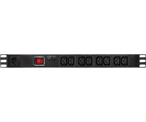 LOGILINK PDU8A02 - Bloc multiprise 19" avec 8 prises CEI 320 C13, avec parasurtense