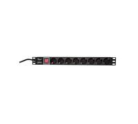 LogiLink PDU8C01 : Unité de Distribution d'Énergie 8 Prises Type F, 1U, 250V/16A, Câble 2m, Boîtier Aluminium, Conforme RoHS