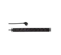 LogiLink PDU8C02 : Unité de Distribution d'Énergie 8 Prises Type F, 1U, 250V/16A, Aluminium, avec Protection Surcharge - 483x45x45mm