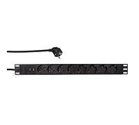 LogiLink PDU8C02 : Unité de Distribution d'Énergie 8 Prises Type F, 1U, 250V/16A, Aluminium, avec Protection Surcharge - 483x45x45mm