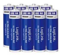 LogiLink LR6F8 : Pack de 8 piles AA Alcaline 1.5V 1700 mAh, Durée de Vie 5 Ans, Format Cylindrique, Sans Cadmium Ni Mercure