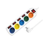 LogiLink Multiprise 5 prises (5x CEE 7/3) avec 6 interrupteurs — colorée