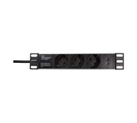 LogiLink - Unité de distribution secteur (rack-montable) - CA 230 V - 3500 watt - entrée : power CEE 7/7 - connecteurs de sortie : 3 (alimentation) - 1U - 10" - noir, RAL 9005