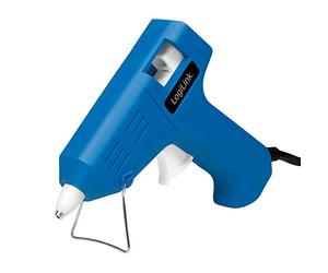 LogiLink WZ0050 Mini pistolet à colle chaude 10 W Idéal pour le bricolage (Do It Yourself) Travail avec support Couleur : bleu avec 2 cartouches Ø 7,2 mm