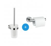 Logis Universal - Pack support de rouleau de rechange + Brosse WC, Chrome (41722000-DUOLOGIS3)