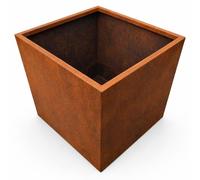 LogistSystem : Jardinière cubique en acier Corten, 50x50x50 cm. Acier de 2 mm. Résistante aux intempéries et au gel. Pot de fleurs pour jardin, terrasse ou entrée, avec patine rouille
