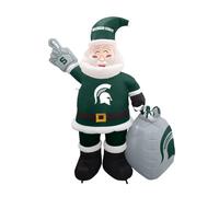Logo Brands NCAA Michigan State Spartans Père Noël Gonflable de 2,1 m - Souffleur 12 V, lumières LED - Décoration de Cour de Vacances avec piquets et Attaches - Affichage de Noël NCAA Team Spirit
