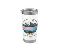 Logo de poche The Great Salt Lake Trail Utah Bison Gobelet isotherme en acier inoxydable double paroi