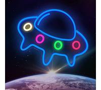 Logo Néon, Décoration Murale Led Néon Alien Avec Interrupteur D'alimentation Usb 15,7 X 12,6 Pouces, Cadeau Pour Enfants, Accessoires De Jeu Spatial D'anniversaire, Chambre À Coucher,