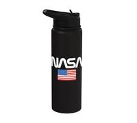 Logo ver de la NASA avec drapeau américain Stainless Steel Insulated Water Bottle